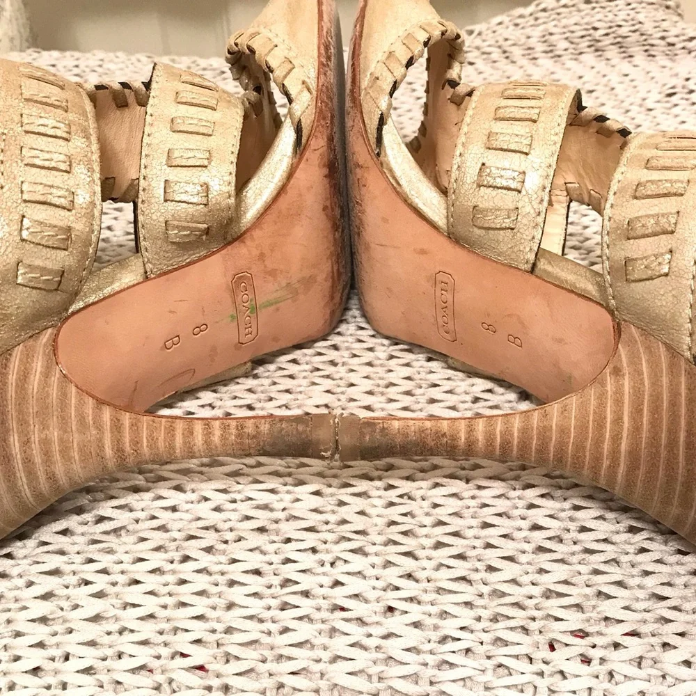 Coach Kareena Brushed Gold Metallic Sandals